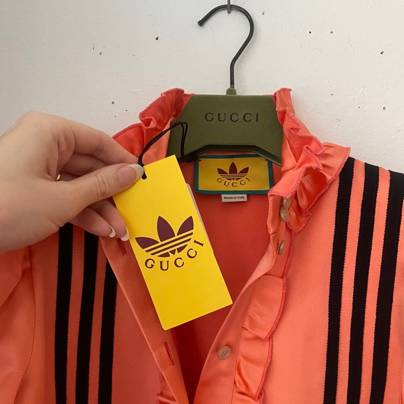 Gucci x Adidas silk shirt dress in orange - Picture 4 of 6